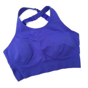 Zella Body Sport Bra Criss Cross Strappy Hook & Eye Closure Padded Blue Small
